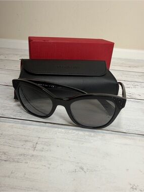 Valentino Black Cat-Eye Sunglasses with Glitter Temple Accents